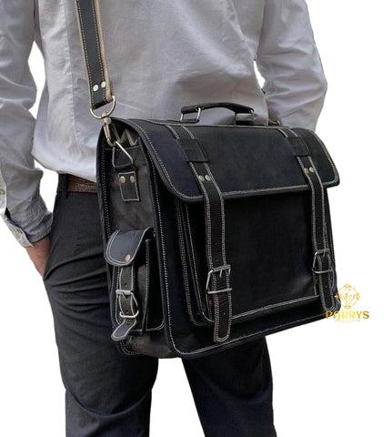 PARRYS LEATHER WORLD Leather Laptop Bag, Multi Compartment Briefcase – Backpack, Document Holder Bag, cross body bag PL1-26
