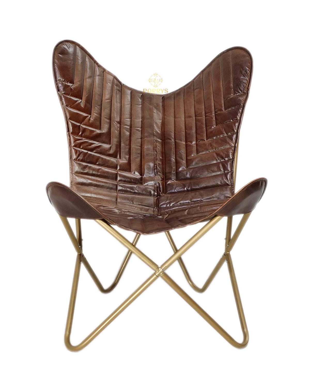Handmade quilted leather butterfly chair — original Parrys product photo