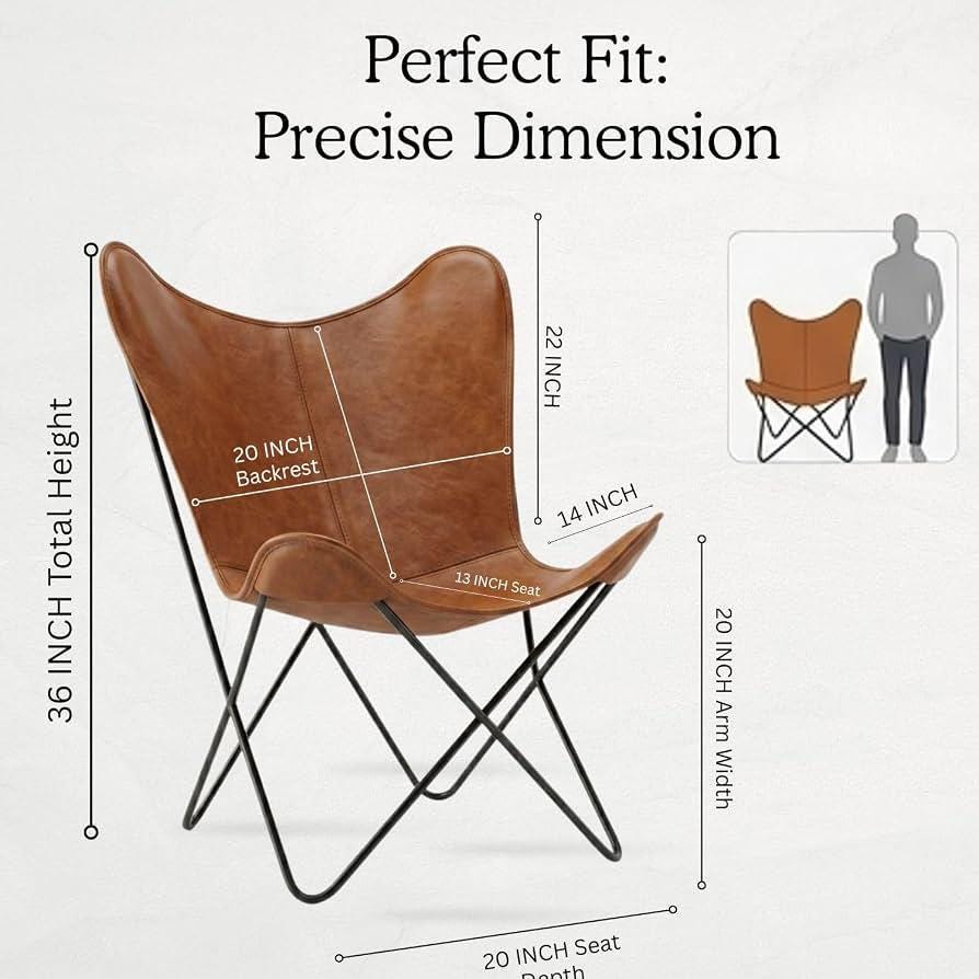 Handmade quilted leather butterfly chair — original Parrys product photo