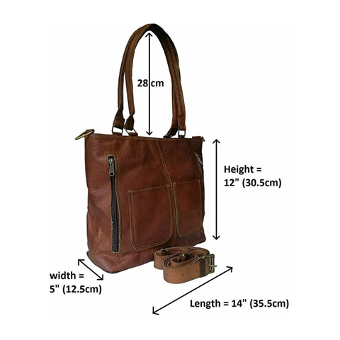 Parrys Leather World Leather Tote Bag for Women | Office Shoulder Handbag Vintage Briefcase | Zipper for Shopping, Travel and Work