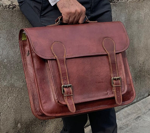 PARRYS LEATHER WORLD Shoulder Cross Body Messenger Briefcase Back-Pack Bag, Laptop Bag,Document Holder Briefcase Bag,Cross Body Brown Bag
