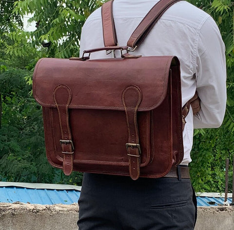 PARRYS LEATHER WORLD Shoulder Cross Body Messenger Briefcase Back-Pack Bag, Laptop Bag,Document Holder Briefcase Bag,Cross Body Brown Bag