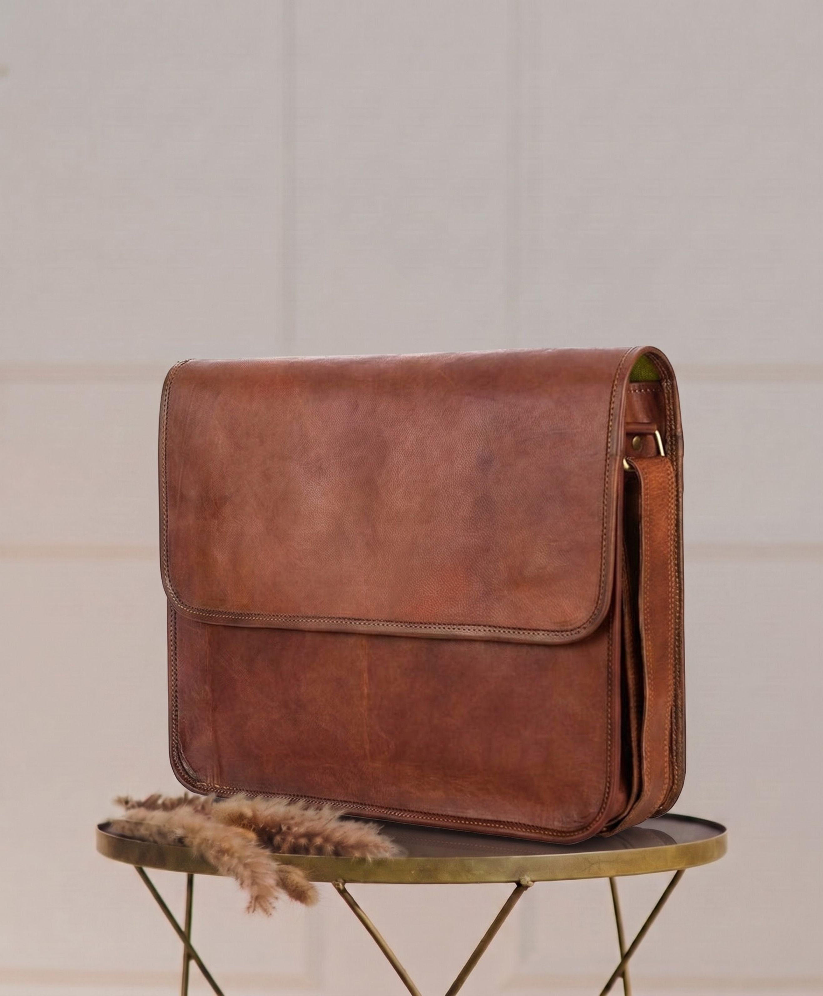 Vintage Brown Leather Laptop Flap Messenger – Parrys Leather World