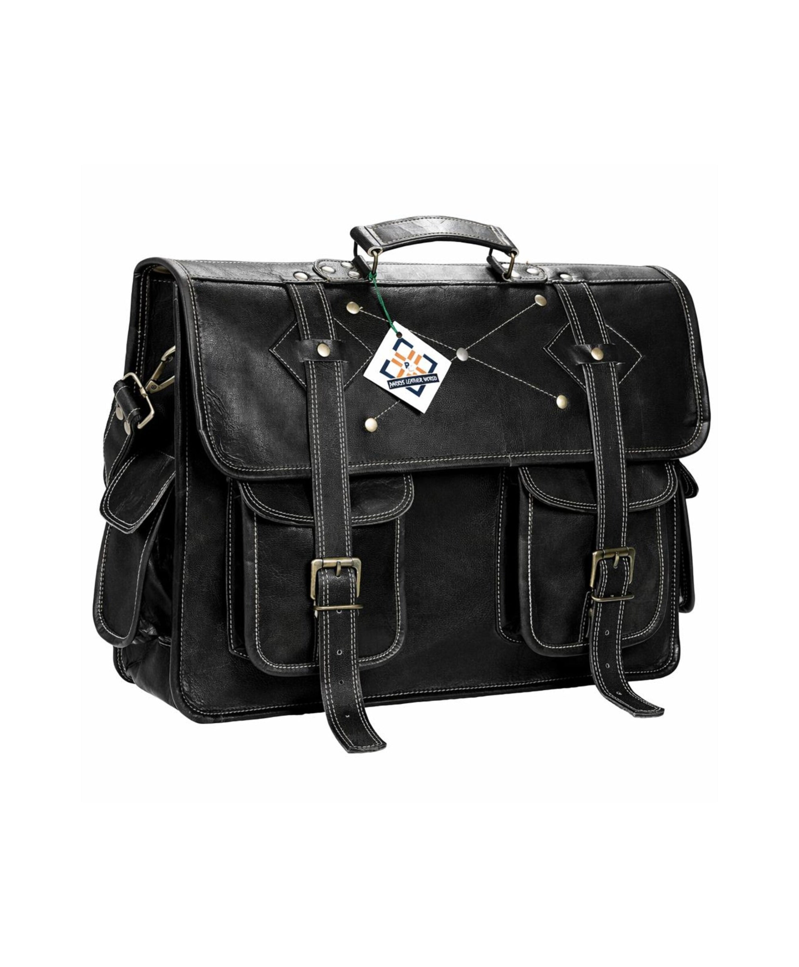 Handmade Black Leather Convertible Messenger Laptop Bag – Parrys
