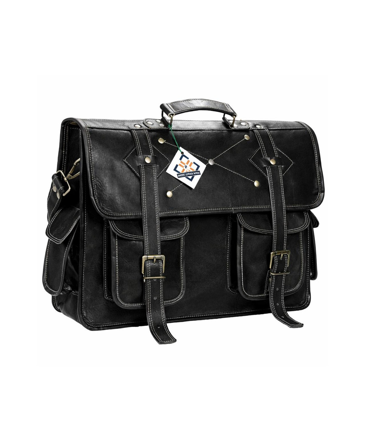 Handmade Black Leather Convertible Messenger Laptop Bag – Parrys 