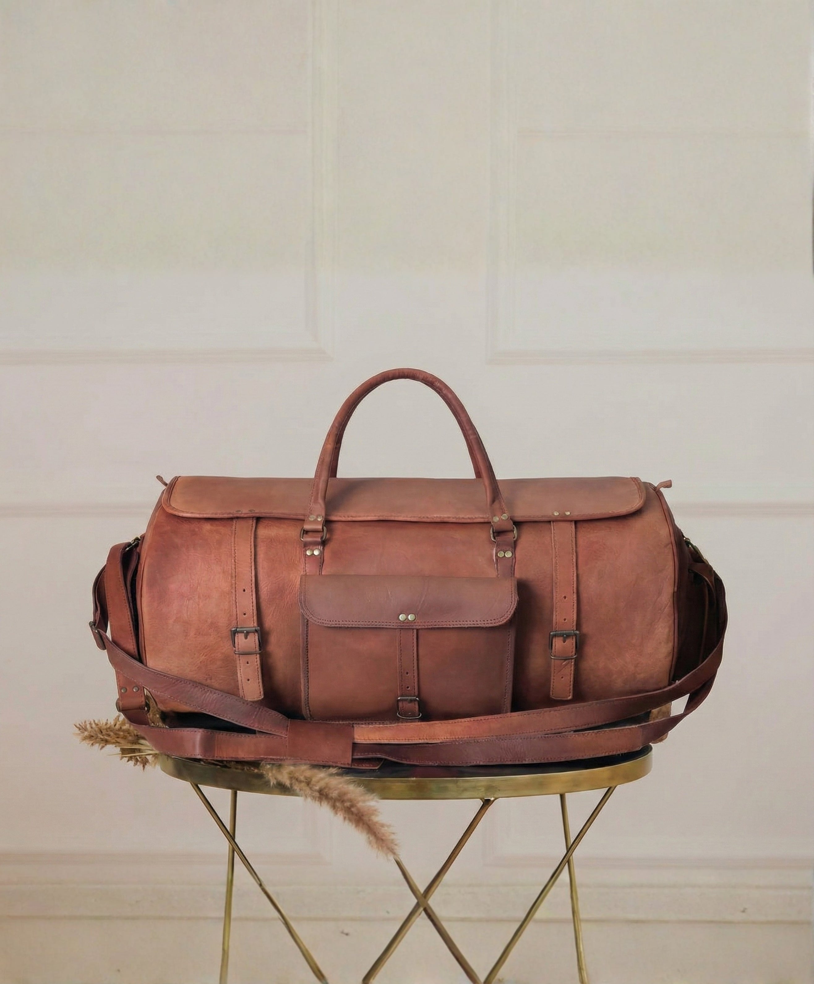 Dark Brown Flap Duffle leather bag – Parrys Leather World