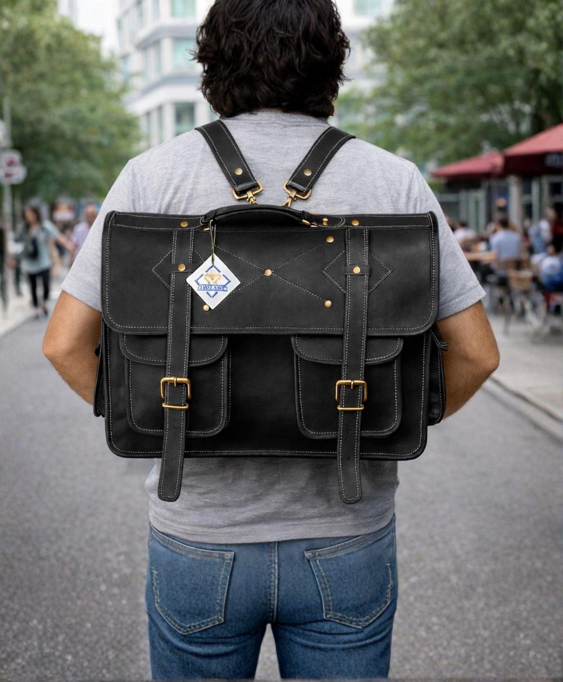 Handmade Black Leather Convertible Messenger Laptop Bag – Parrys Leather World