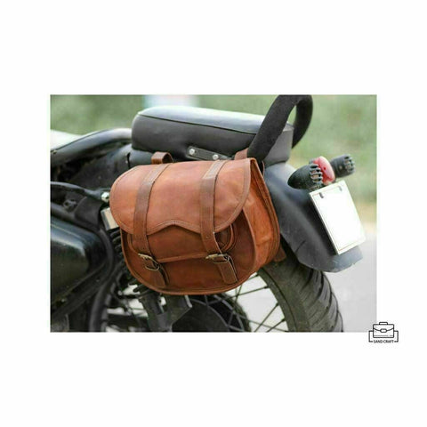 PARRYS LEATHER WORLD Leather Motorcycle Saddle 2 Side Pannier Bag Handmade Brown Real Leather Saddles | Saddlebags Saddle Panniers (2 Bags)