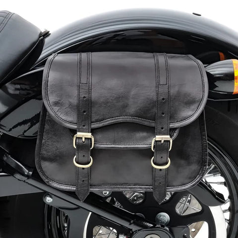 PARRYS LEATHER WORLD – Bullet Bag - Black Leather Saddle bags – Panniers Bags Large Luggage 2 BAGS For Bike - Leather Bike Bag - Royal Enfield Bag, Vintage Brown Leather Bag - Side Bag For Bike PL1-52