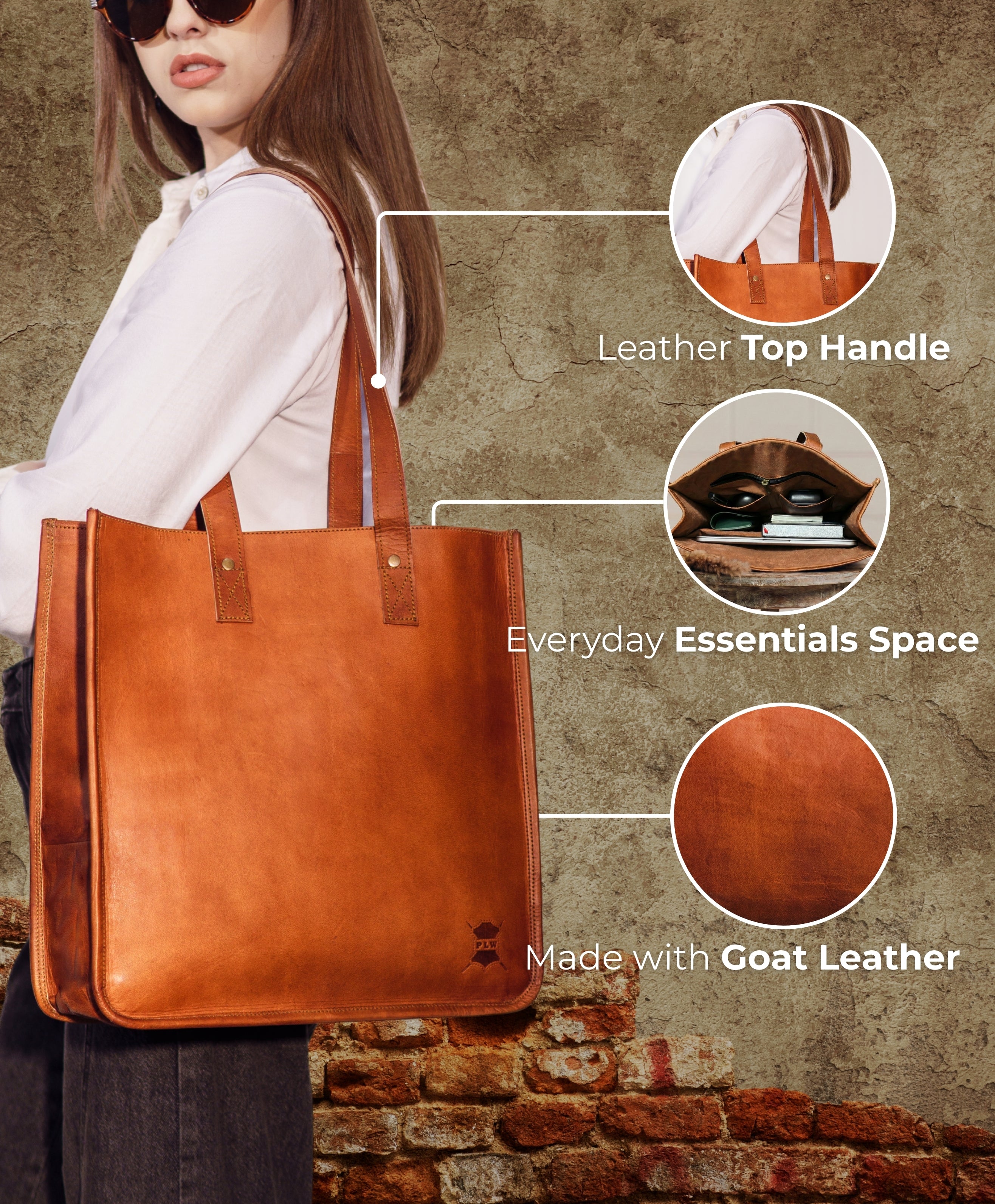 Toffee Oak Leather Tote | Parrys Leather World