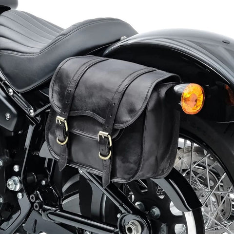 PARRYS LEATHER WORLD – Bullet Bag - Black Leather Saddle bags – Panniers Bags Large Luggage 2 BAGS For Bike - Leather Bike Bag - Royal Enfield Bag, Vintage Brown Leather Bag - Side Bag For Bike PL1-52