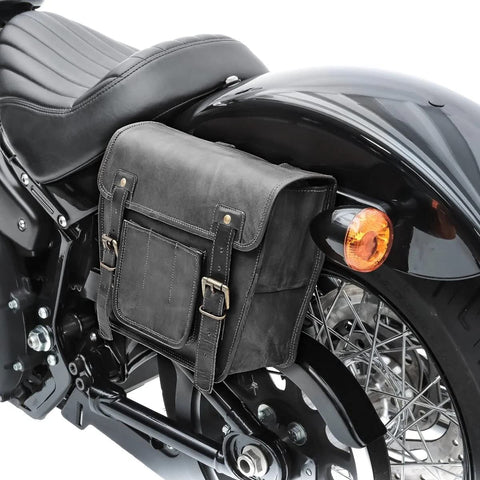 PARRYS Leather World – Classic Designer Side Bag for Bike - Vintage Leather Bag - 2 Panniers Bags - Black Leather Saddle Bags – Leather Bike Bag PL1-48