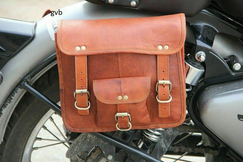 PARRYS LEATHER WORLD – Pair Of Saddle Bag – Rustic Style Vintage Bike Bag - Heavy Duty Took Kit Bag For Bike – Bag For Long Drive – Multi Pockets Bag – Natural Leather Bag For Motor Cycle. PL1-57