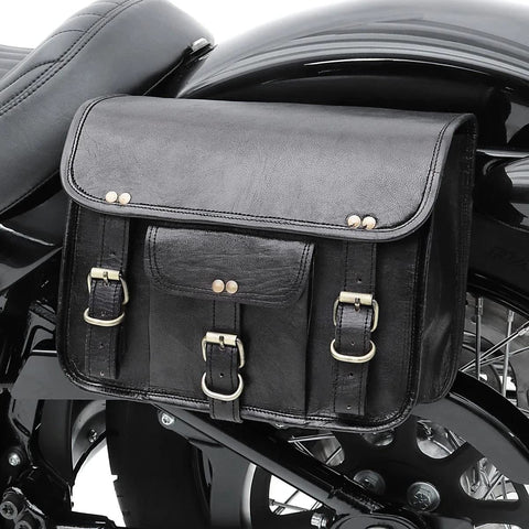 PARRYS LEATHER WORLD – Vintage Leather Bag -Panniers Bags - Classic Designer Side Bag For Bike - 1 Postman BAGS For Bike - Black Leather Saddle bags - Leather Bike Bag PL1-53