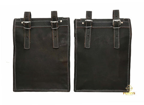 PARRYS LEATHER WORLD – Classic Designer Side Bag For Bike - Black Leather Saddle bags – Leather Bike Bag – Side Bag For 2 Wheeler - Vintage Leather Bag -Panniers Bags - 2 Postman BAGS For Bike. PL1-8