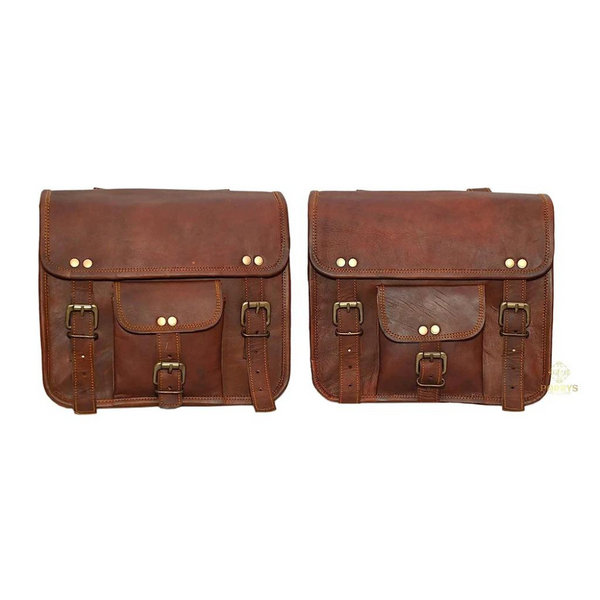 Pair Saddle Bags For Royal Enfield Bullet Classic 350/500 Rusty Leather |  eBay