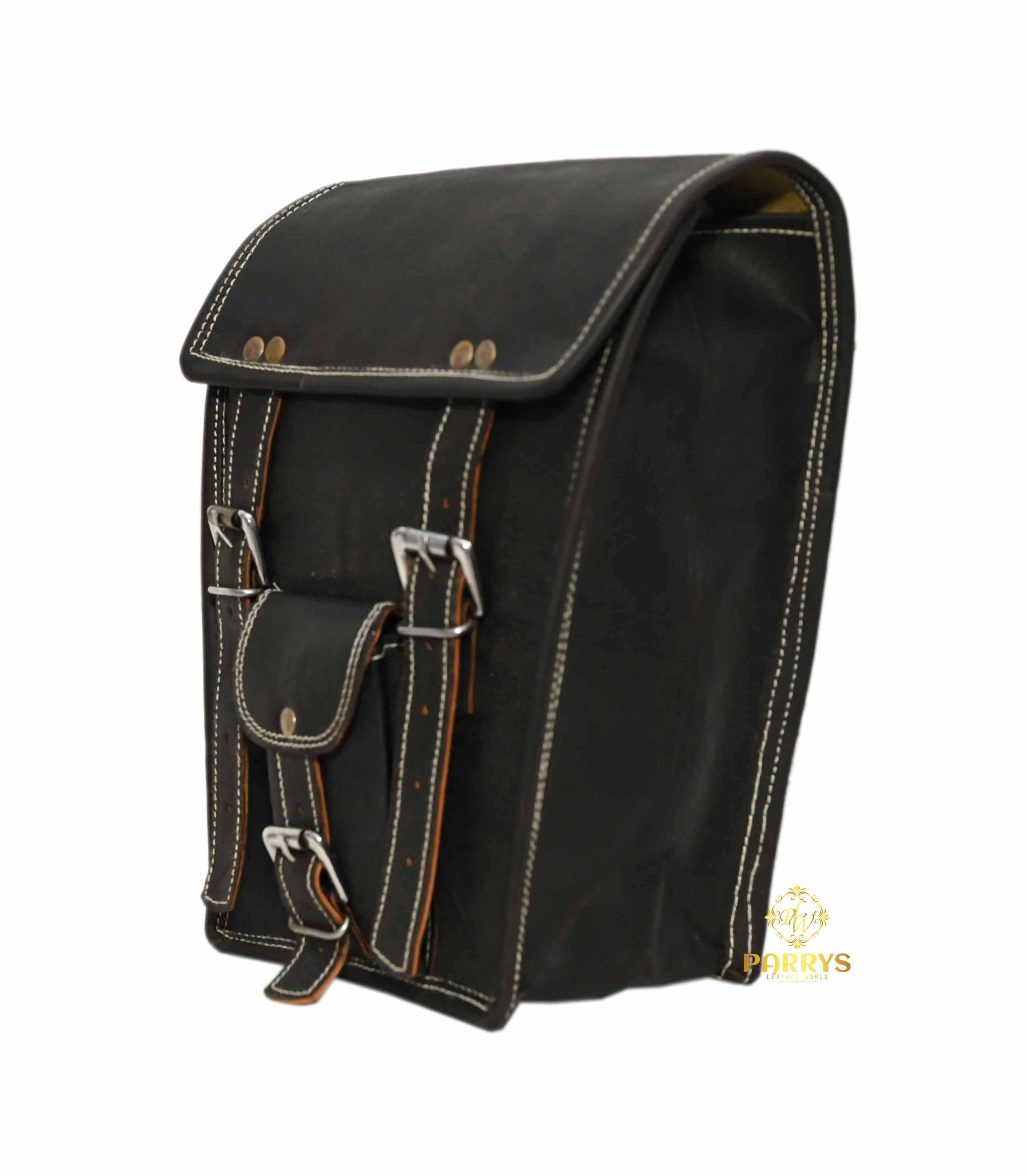 Rugged Black leather Saddle bag – Parrys Leather World