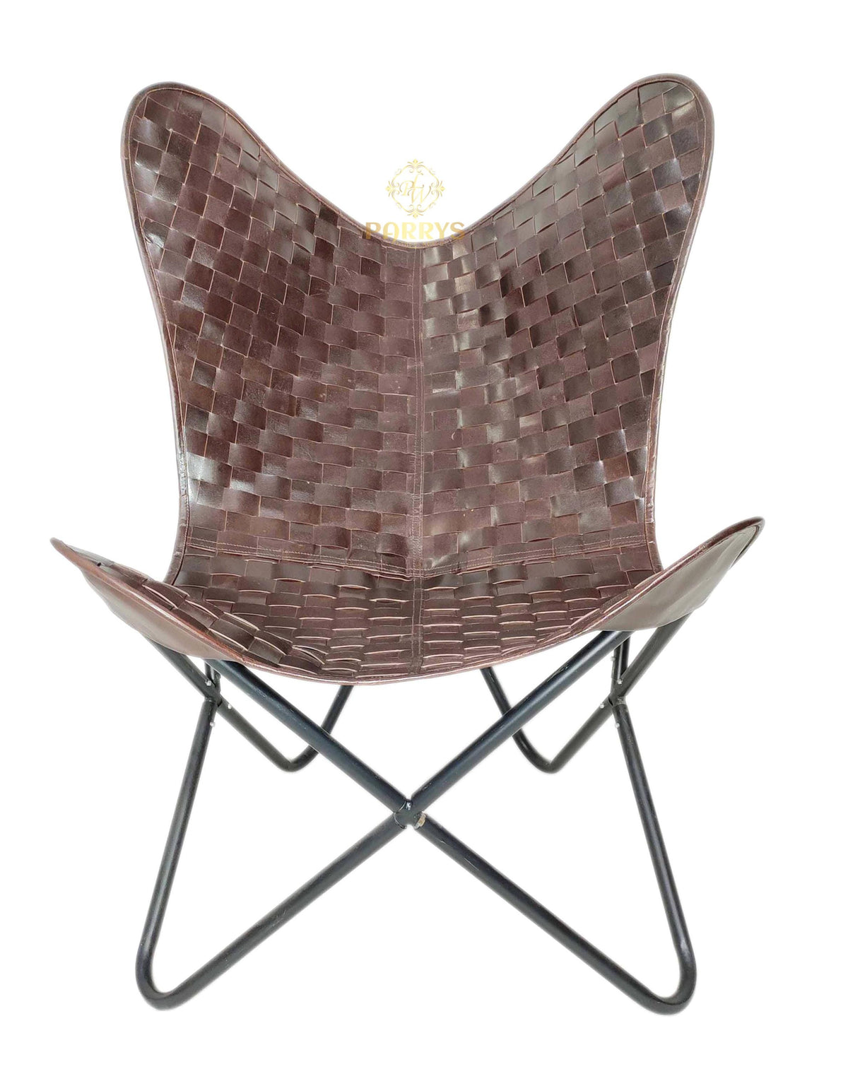 Handmade quilted leather butterfly chair — original Parrys product photo