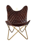 Handmade quilted leather butterfly chair — original Parrys product photo