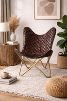 Handmade quilted leather butterfly chair — original Parrys product photo