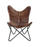 Handmade quilted leather butterfly chair — original Parrys product photo