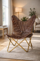 Handmade quilted leather butterfly chair — original Parrys product photo