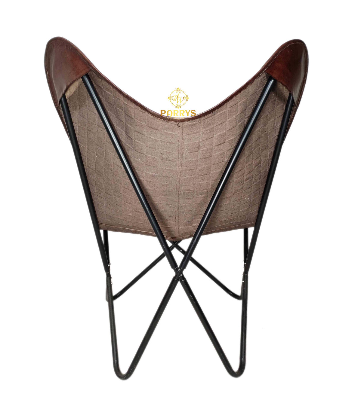 Handmade quilted leather butterfly chair — original Parrys product photo
