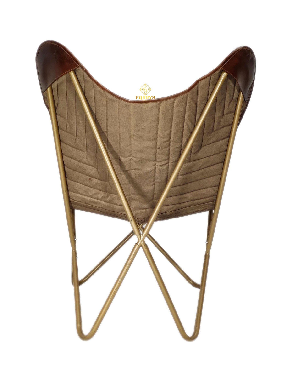 Handmade quilted leather butterfly chair — original Parrys product photo