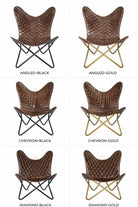 Handmade quilted leather butterfly chair — original Parrys product photo