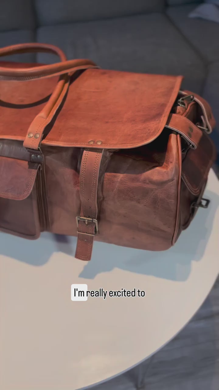 Brown Leather Flap Duffle Bag – Parrys Leather World