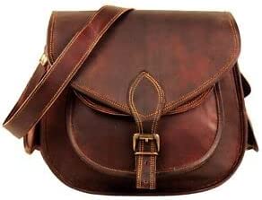 Parrys Leather World Handmade Women's Vintage Style Genuine Brown Leather Cross Body Bag, Purse, Travel Shoulder Casual Bag For Women