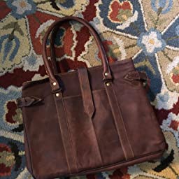 Parrys Leather World Handmade Rustic Brown Genuine Vintage Leather Tote Handbag Purse Women Bag