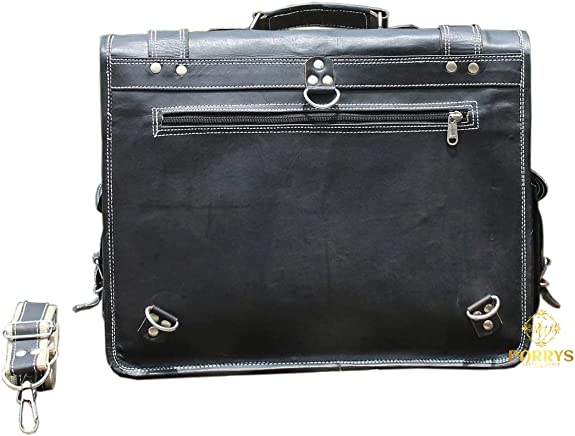 PARRYS LEATHER WORLD Black Briefcase Leather Bag, Distressed Leather 16 Inch Laptop Bag – Office Shoulder Bag, Document Holder Back Pack, Cross Body Bag. PL1-27