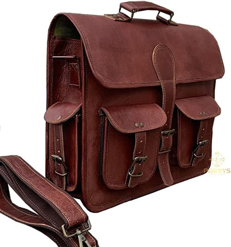 PARRYS LEATHER WORLD Leather Laptop Bag – Multi Compartment hiking back pack – Men’s cross body shoulder bag - Convertible Backpack – Sling Bag – Satchel. PL1-24