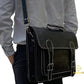 PARRYS LEATHER WORLD Black Briefcase Leather Bag, Distressed Leather 16 Inch Laptop Bag – Office Shoulder Bag, Document Holder Back Pack, Cross Body Bag. PL1-27