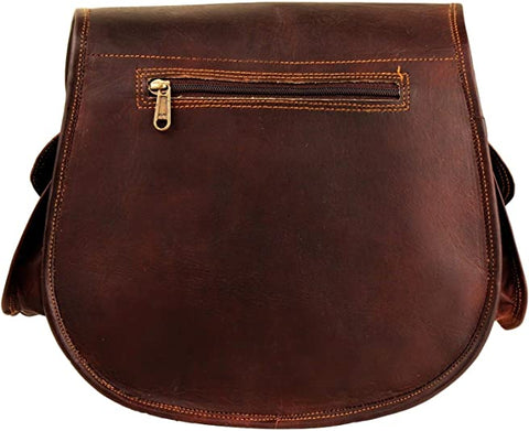 Parrys Leather World Handmade Women's Vintage Style Genuine Brown Leather Cross Body Bag, Purse, Travel Shoulder Casual Bag For Women