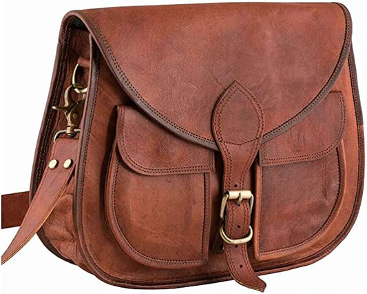 Parrys Leather World Handmade Women's Vintage Style Brown Leather CrossBody Shoulder Bag, Purse, Travel Shoulder Casual Bag For Women