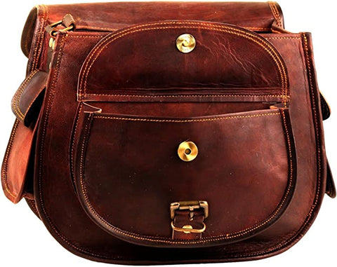 Parrys Leather World Handmade Women's Vintage Style Genuine Brown Leather Cross Body Bag, Purse, Travel Shoulder Casual Bag For Women