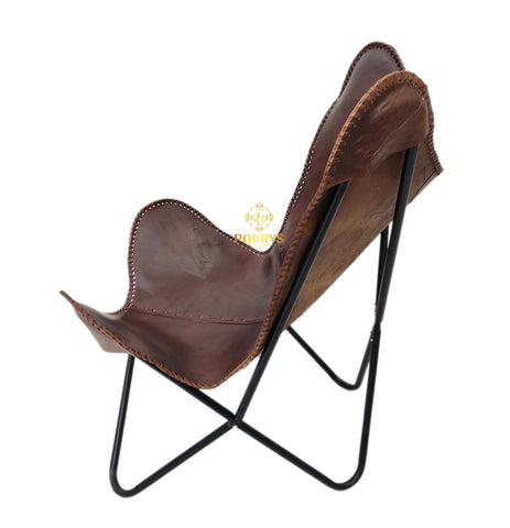 PARRYS LEATHER WORLD - Butterfly Chair - Genuine Leather Butterfly Chair For Home And Office Indian Handmade Iron Frame Leather Office Chair –Living Room Chair