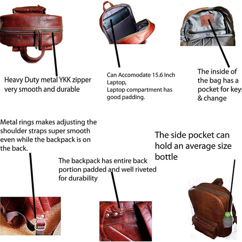 Leather Backpack for Men, Handmade Leather Casual Backpack Shoulder Rucksack for Travel School Messenger Bag For Unisex