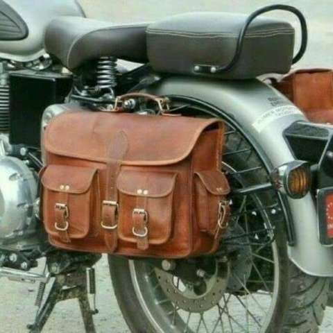 Parrys Leather World Handmade Vintage Leather Motorcycle Pouch Panniers Saddlebags 2 Side Saddle Bag(Brown)
