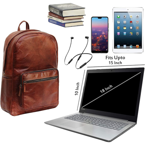 Brown Leather Laptop Backpack Men. Travel Rucksack Handmade 