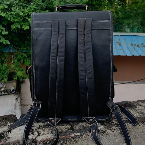 Parrys Leather World Unisex Handmade Vintage Leather Backpack, Laptop Backpack bag, Shoulder Satchel Rucksack Casual Bag for Women & Men College Travel Bag (14 Inch)